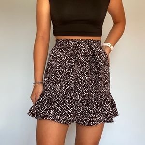Shein Black & White Dalmatian Print Skirt